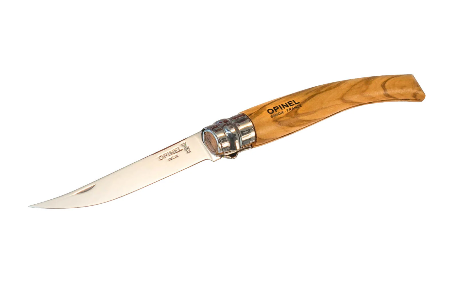 Opinel Stainless Steel "Effilés" Slim Knife ~ Olivewood Handle Gift Box Set - Image 2