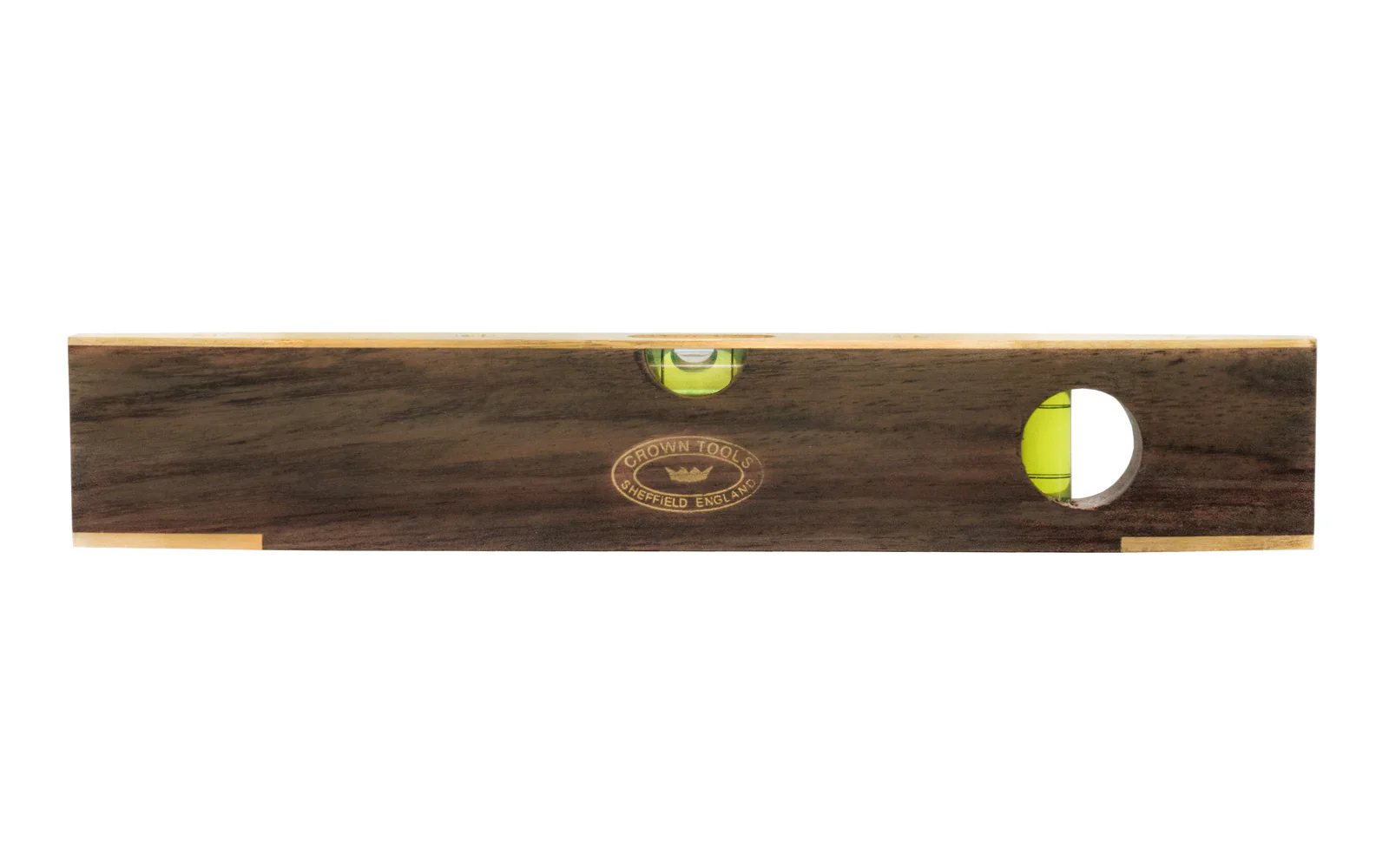 Crown Tools 9" Walnut & Brass Spirit Level - Image 2
