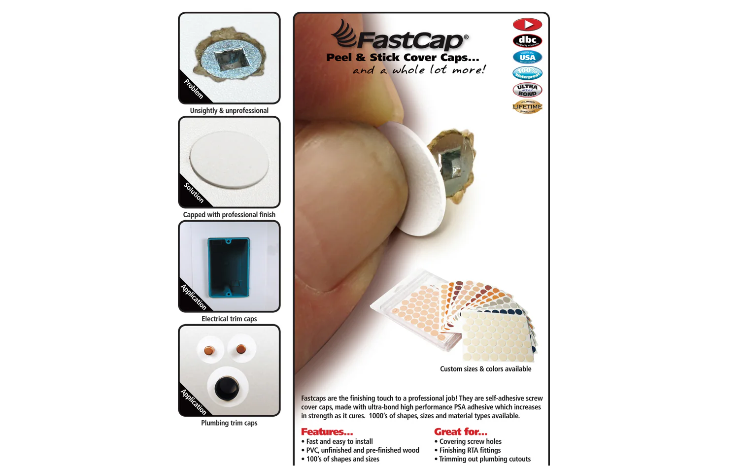 FastCap 9/16" Black Adhesive Cover Caps - Solid PVC ~ 265 Pieces - Image 2