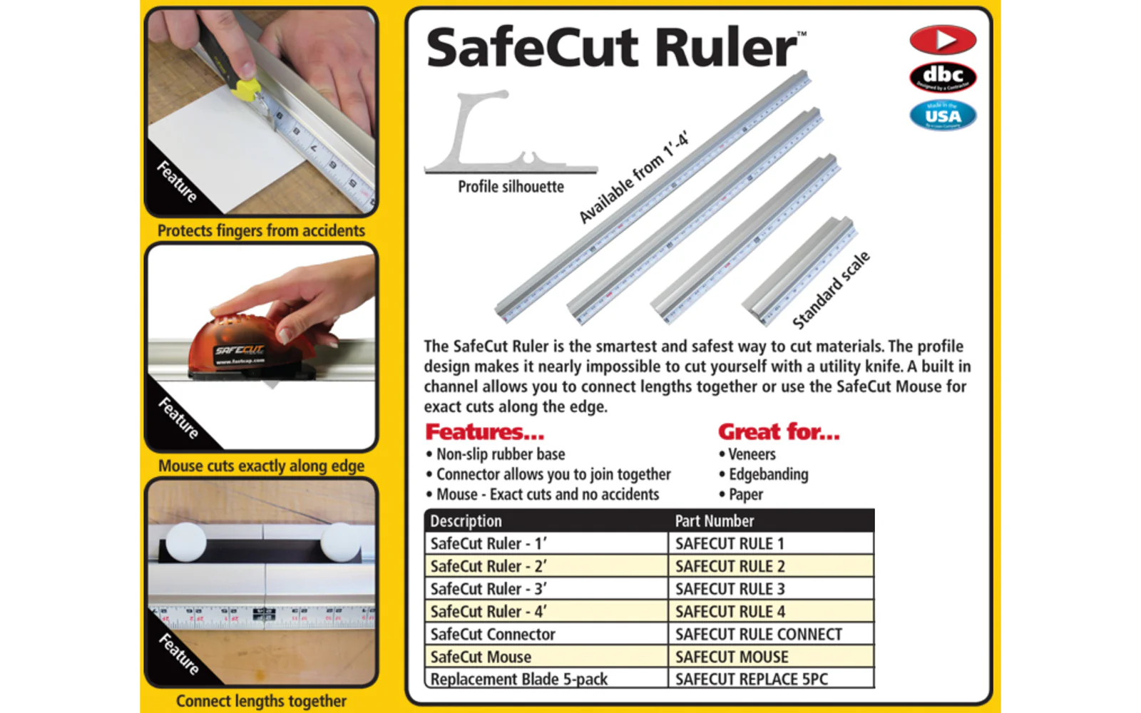 FastCap SafeCut Ruler - 12" Long - Image 4