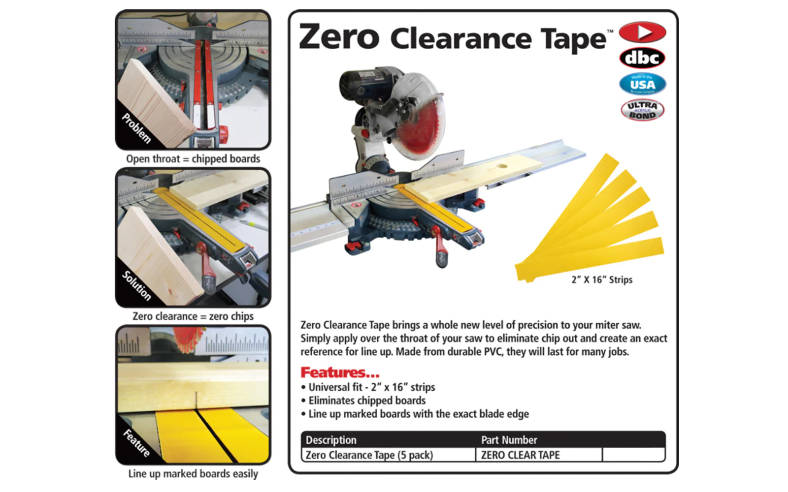 FastCap Zero Clearance Tape - 2" x 16" - 5 Strips - Image 3