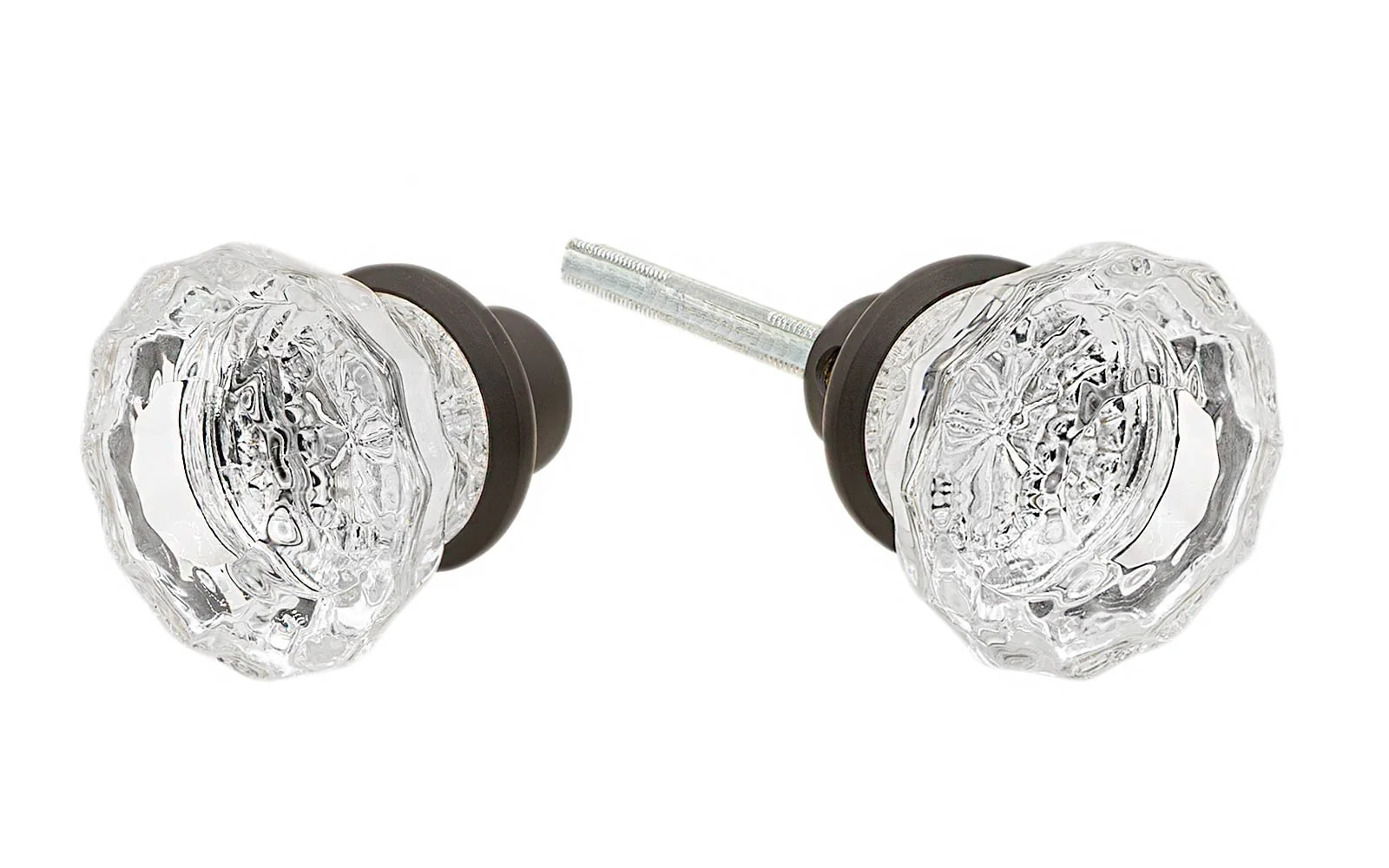Pair of Fluted Clear Glass Doorknobs - Image 3