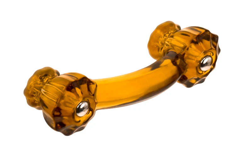 Fluted Glass Drawer Pull ~ Amber