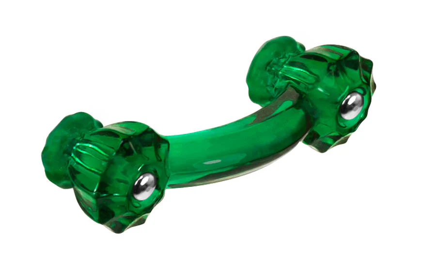 Fluted Glass Drawer Pull ~ Forest Green
