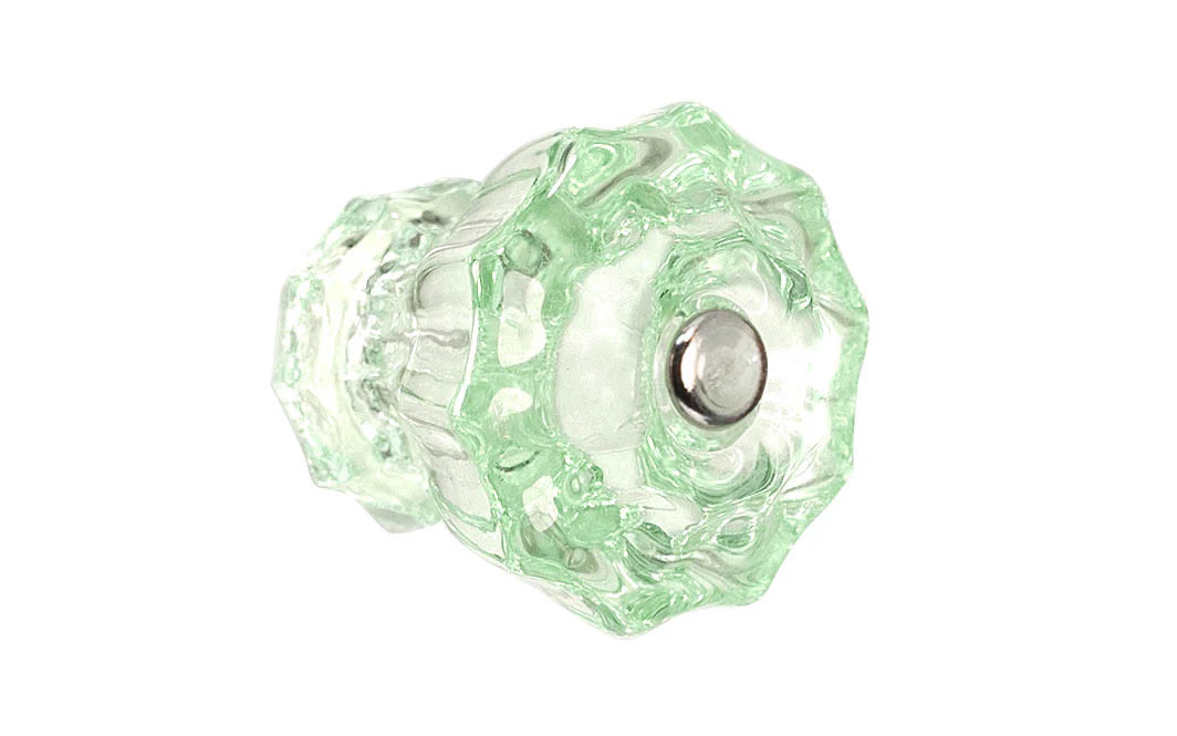 Fluted Glass Cabinet Knob ~ Depression Green