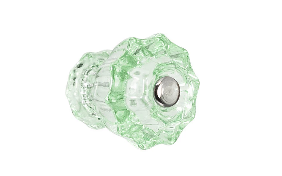 Fluted Glass Cabinet Knob ~ Depression Green - Image 2