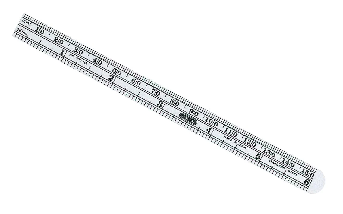 General Tools 6" Flexible Stainless Rule (mm, 16ths)