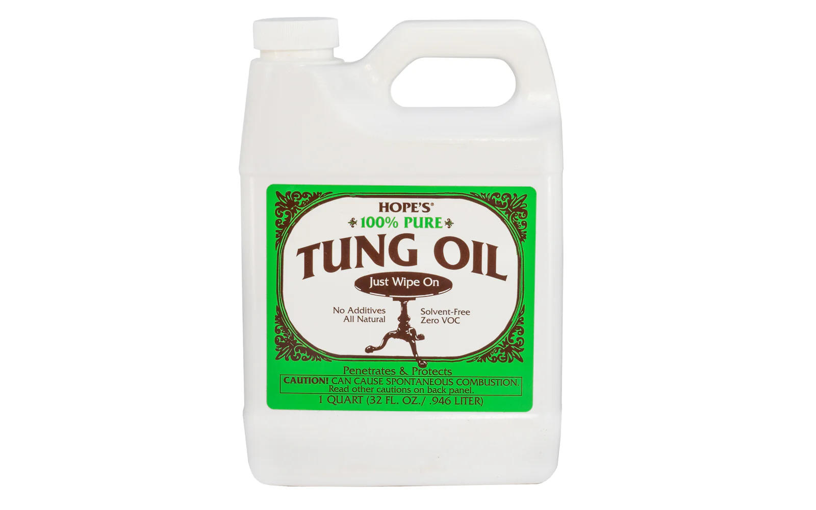 Hope's 100% Pure Tung Oil ~ 32 oz - 1 Quart