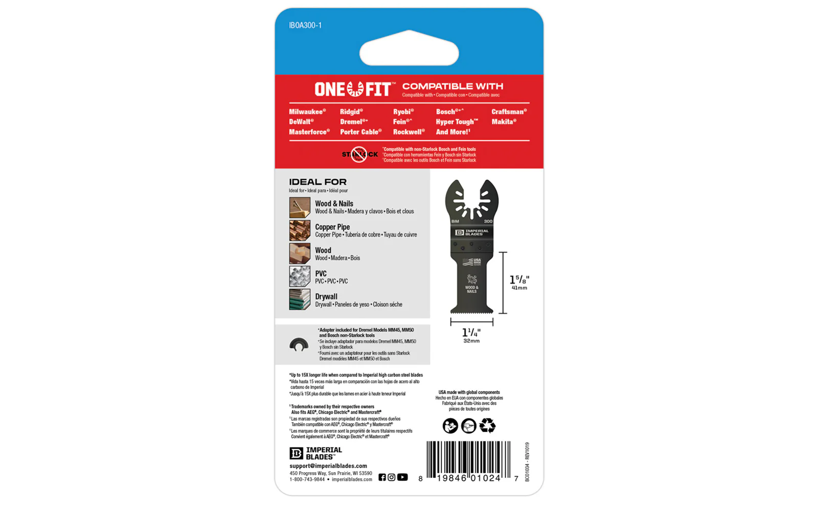 Imperial Blades "One Fit" 1-1/4" Standard Wood & Nails Blade - Image 3
