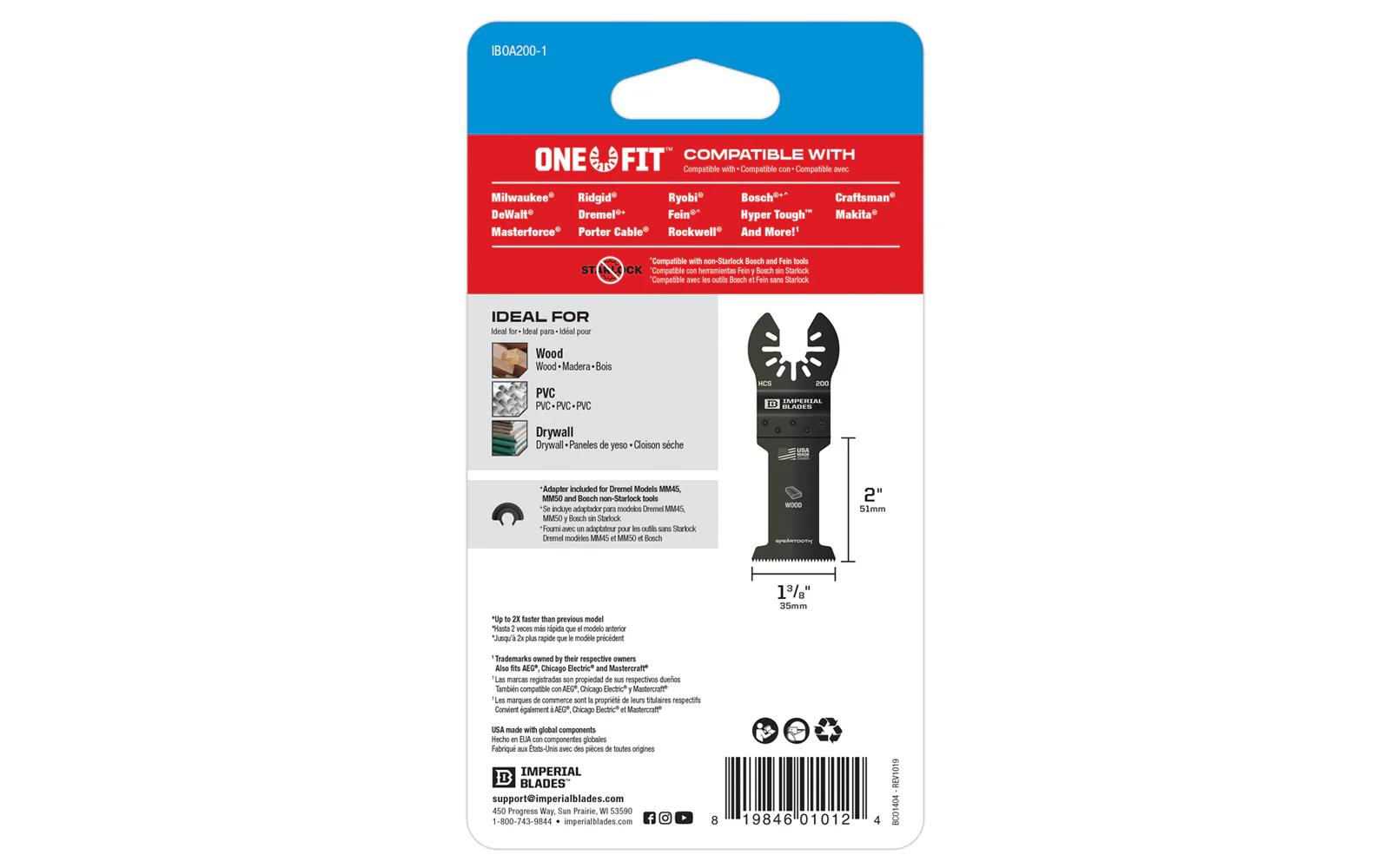 Imperial Blades "One Fit" 1-3/8" Speartooth Fast Cut Wood Blade - Image 3