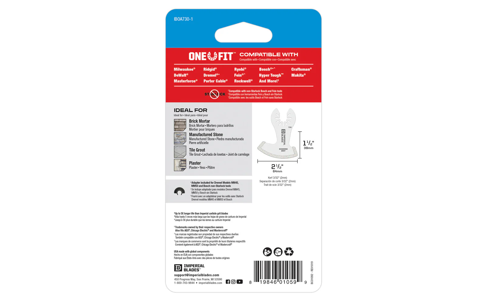 Imperial Blades "One Fit" 2-1/2" Diamond Grit Segment Boot Blade - Image 3