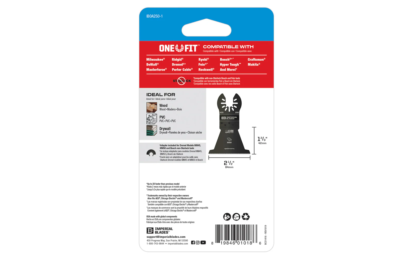 Imperial Blades "One Fit" 2-1/2" Speartooth Fast Cut Wood Blade - Image 3
