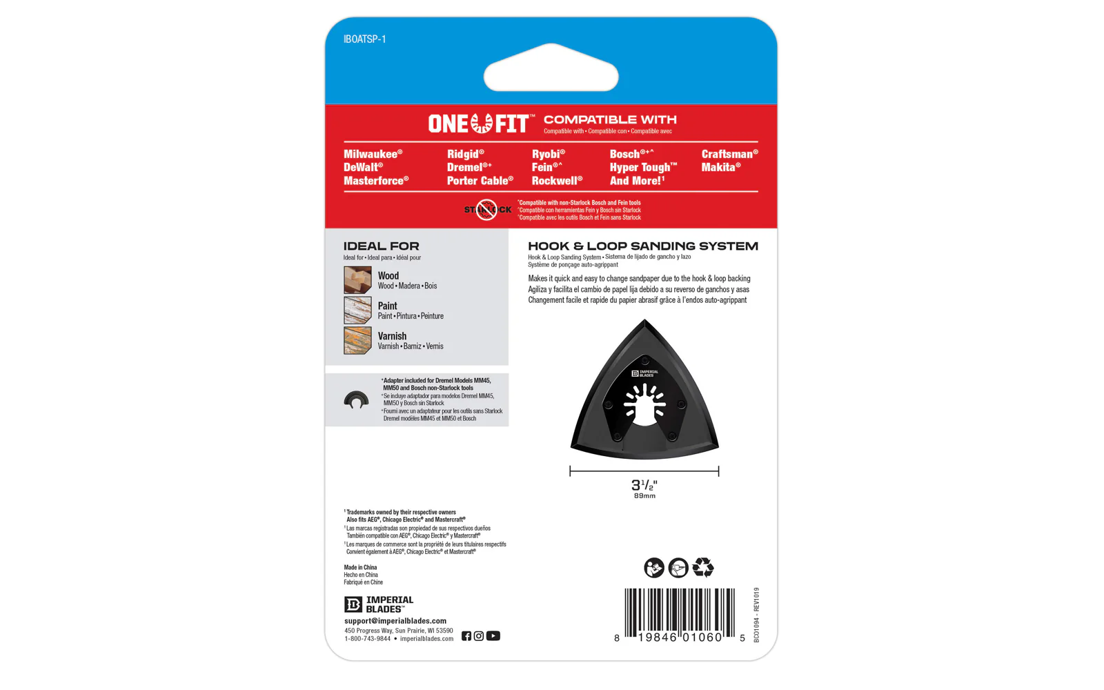 Imperial Blades "One Fit" 3-1/2" Oscillating Triangle Sanding Pad - Image 3