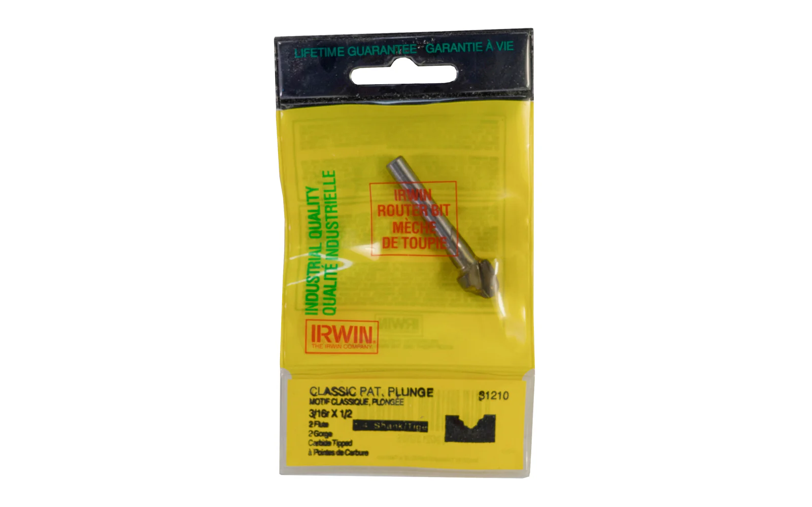Irwin Carbide 3/16" Classic Pattern Plunge Router Bit