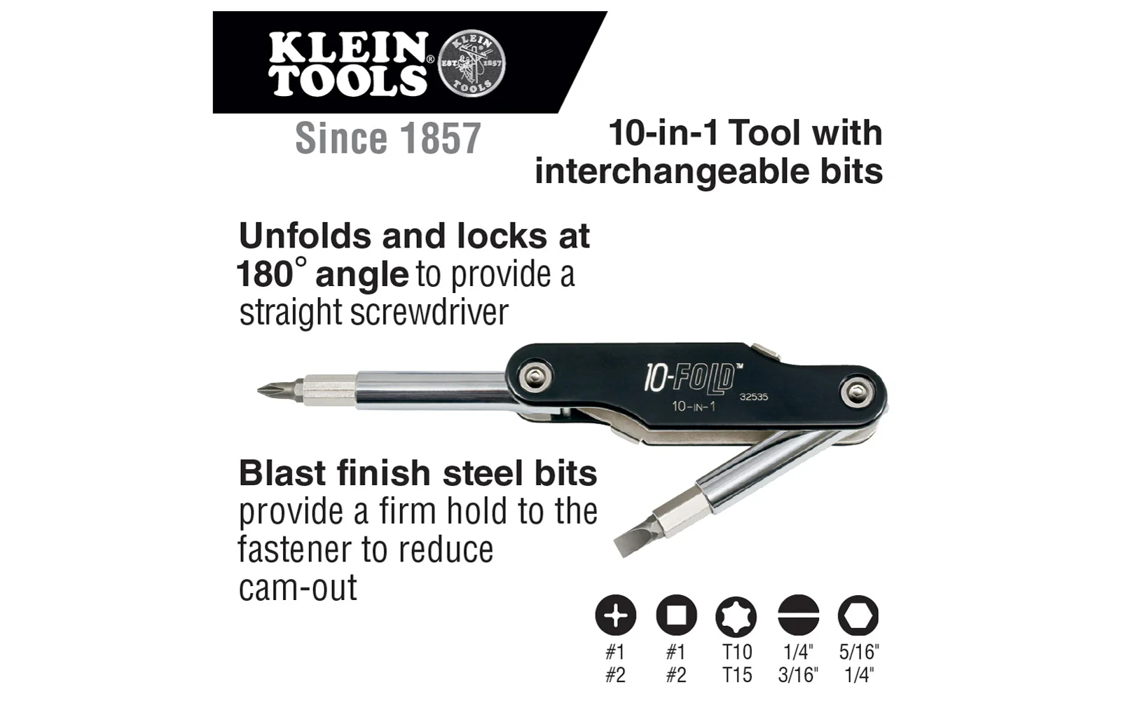Klein 10-in-1 Folding Screwdriver / Nut Driver - Image 3