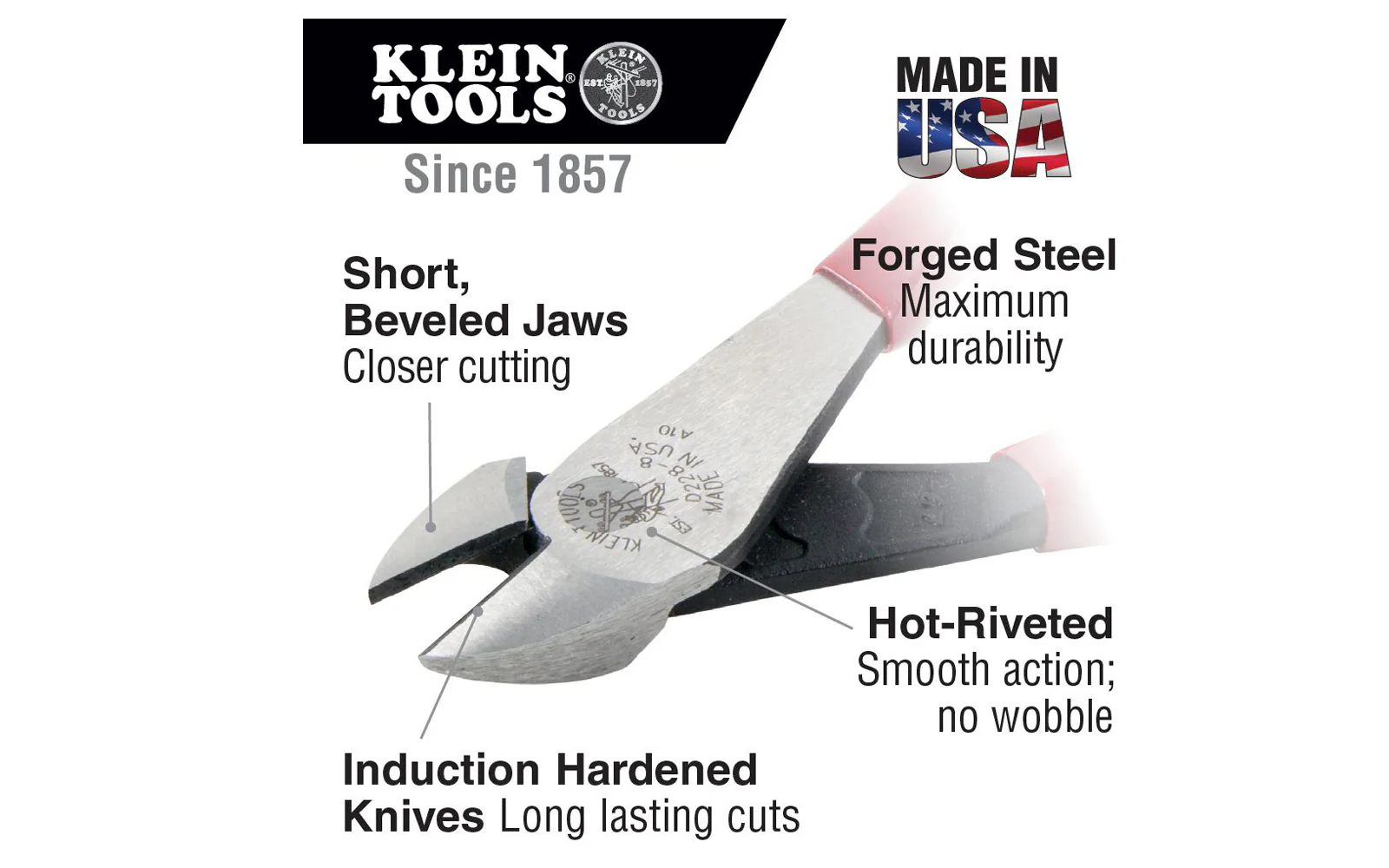 Klein Tools 8" Diagonal Cutting Pliers ~ D228-8 - Image 2