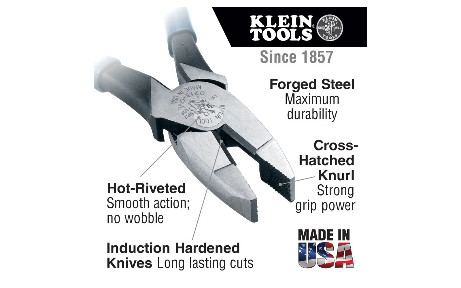 Klein Tools 8-1/2" Ironworker's Pliers - New England Nose ~ D213-8NE - Image 2