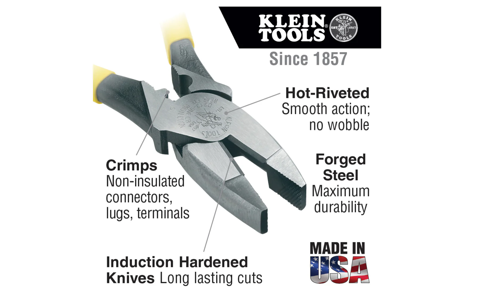 Klein Tools 9-1/4" Lineman's Pliers with Crimping ~ D2000-9NECR - Image 2