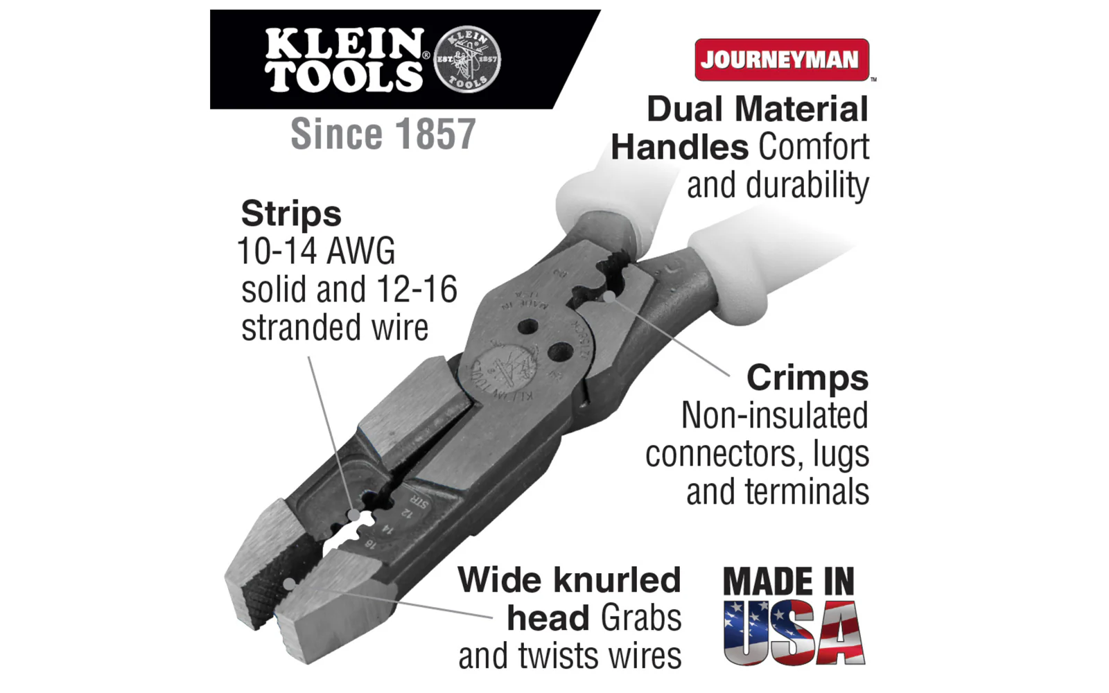 Klein Tools Hybrid Pliers with Crimper & Wire Stripper - Image 2