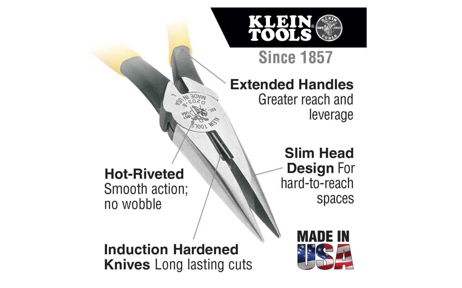 Klein Tools Side-Cutting Long Nose Pliers - 6" Long - Image 2