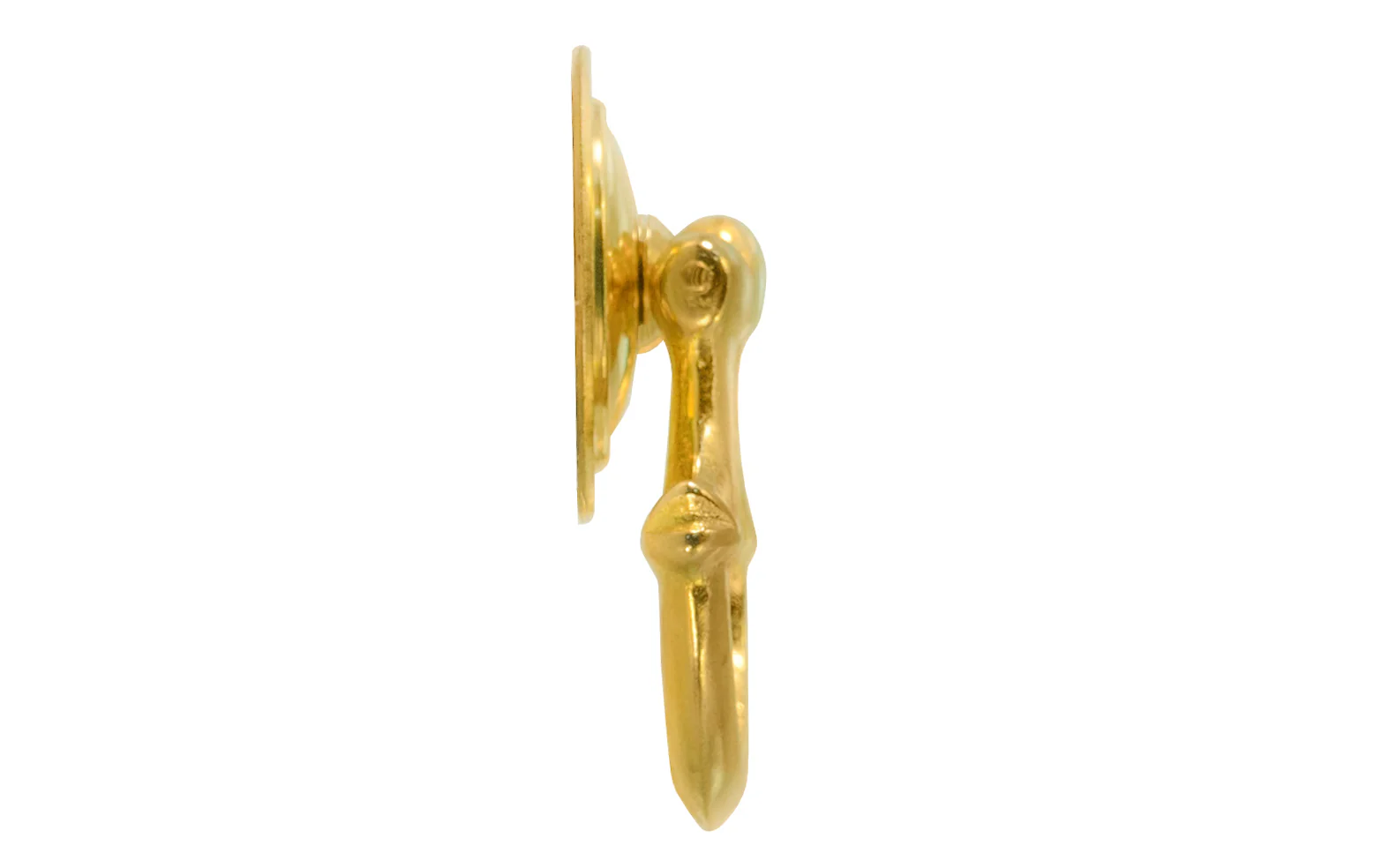 Unlacquered Brass "Dutch" Bow Cabinet Drop Pull with Backplate - Image 2