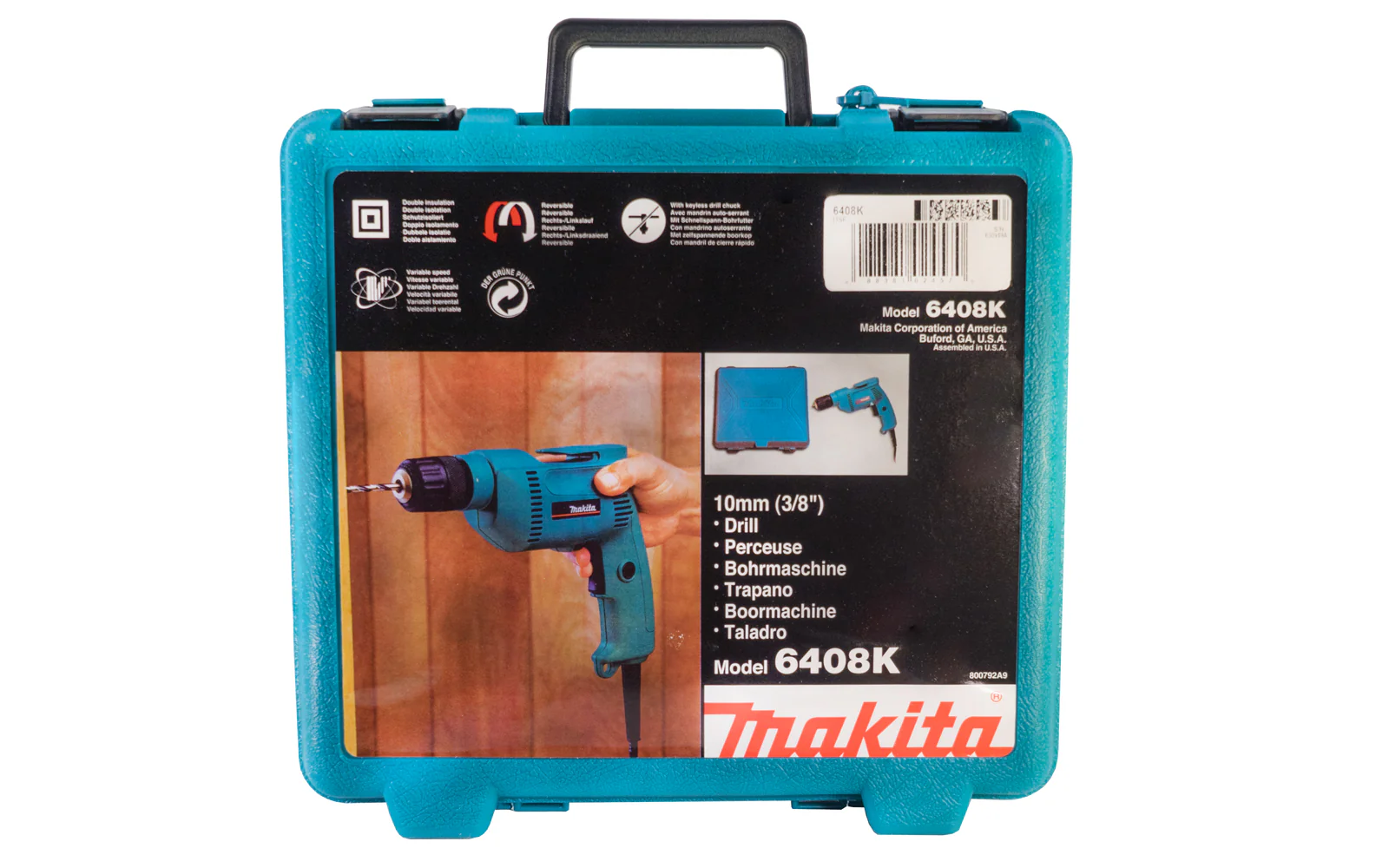 Makita 3/8" 4.9-Amp Keyless Electric Drill with Case - Image 2