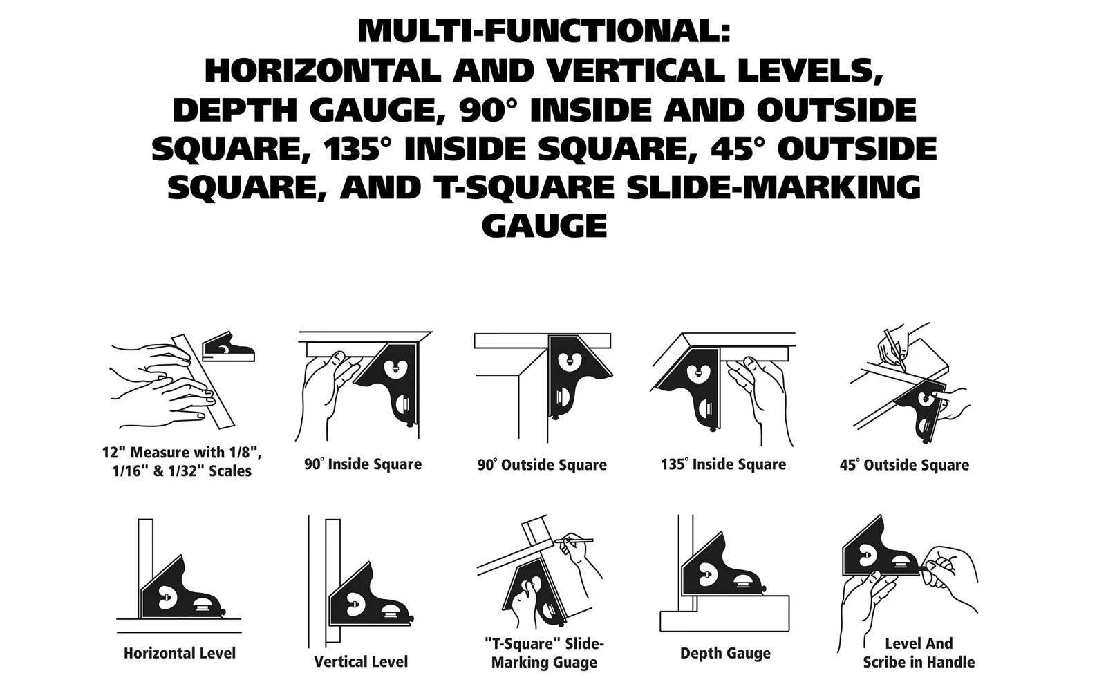GreatNeck 12" Combination Square - Image 3
