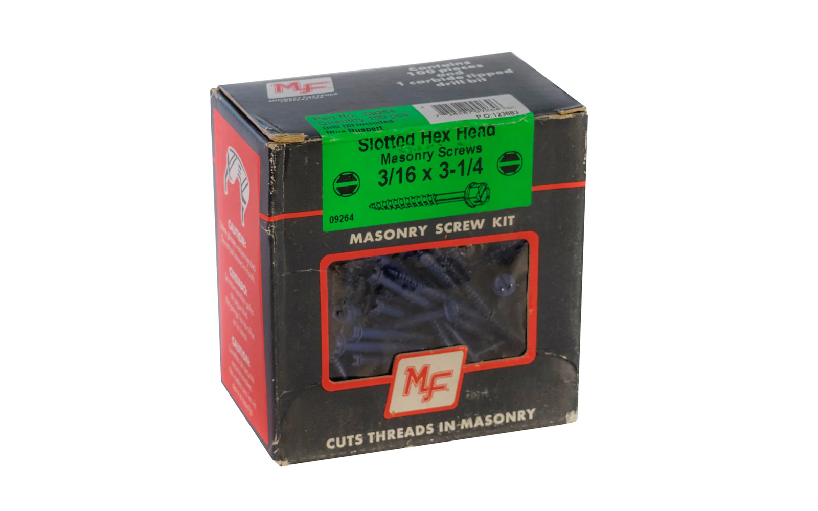 Midwest Slotted Hex Head Masonry Screws 3/16" x 3-1/4"