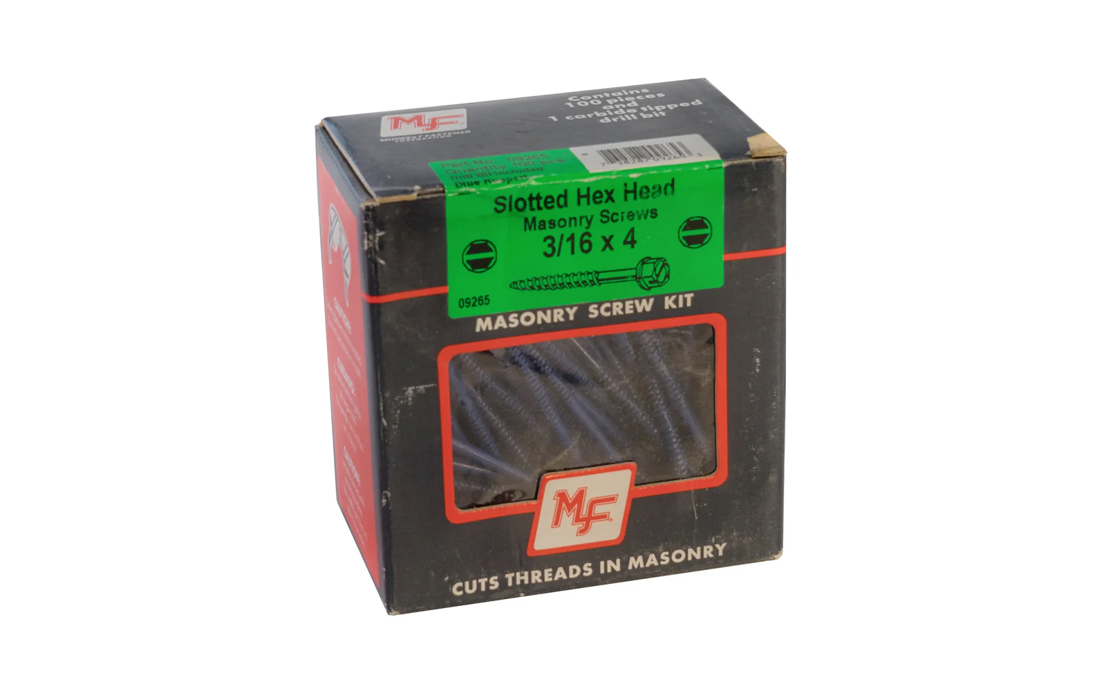 Midwest Slotted Hex Head Masonry Screws 3/16" x 4"