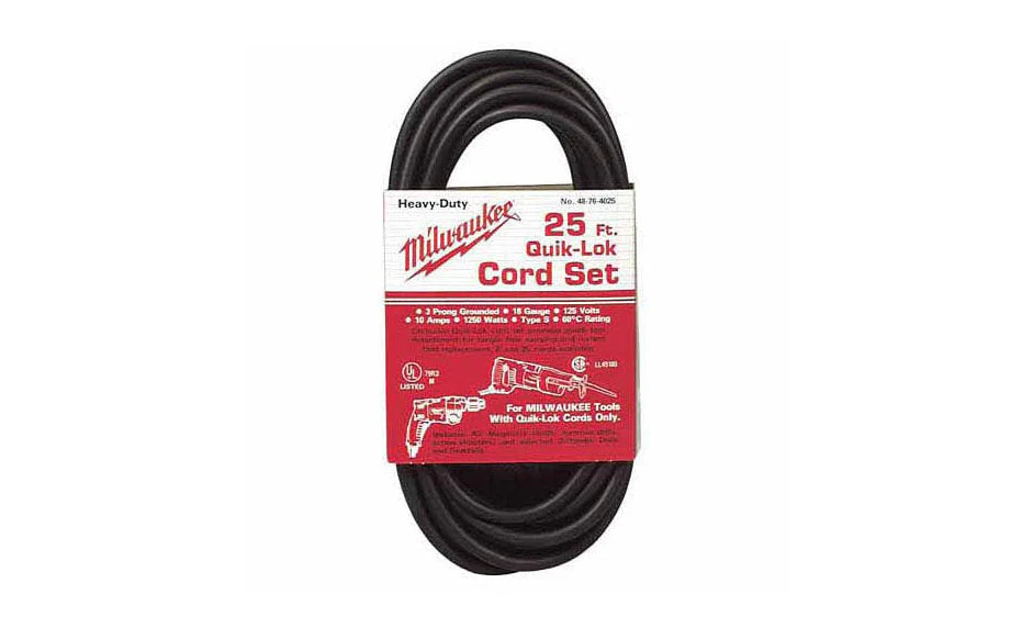 Milwaukee 25' 3-Wire QUIK-LOK Cord ~ 48-76-4025 - Made in USA