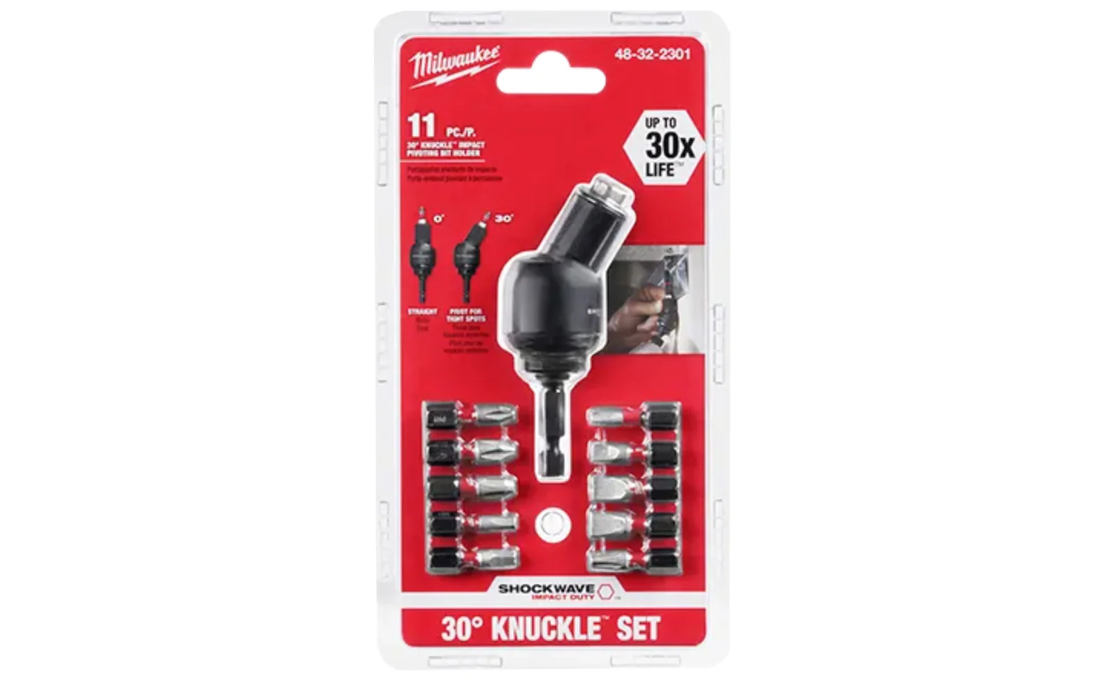 Milwaukee 'Knuckle' Pivoting Bit Holder Set - 48-32-2301 - Image 2