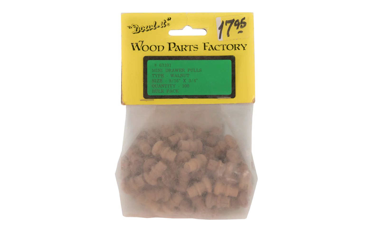 Mini Walnut Draw Pulls/Knobs - 100 Pack