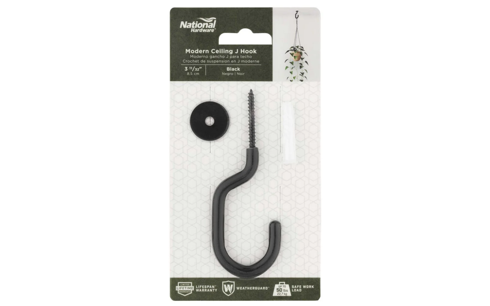 Modern Ceiling Hook - Black Finish - Image 2