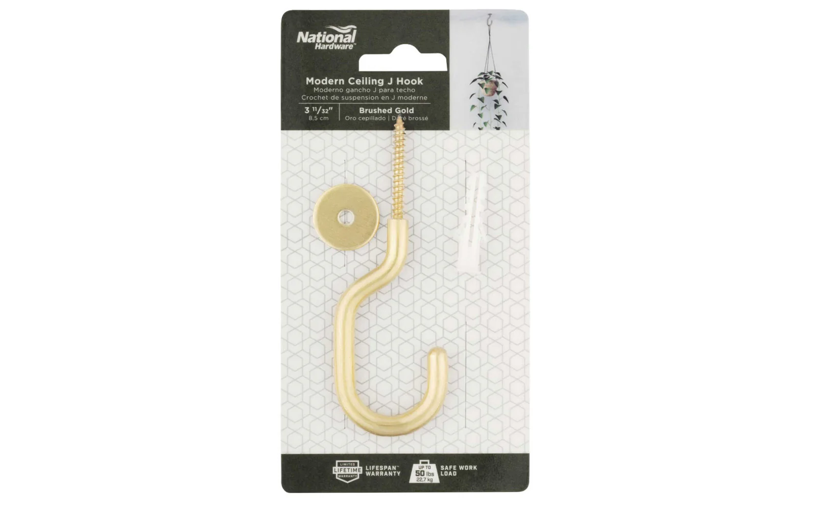 Modern Ceiling Hook - Brushed Gold Finish - Image 3