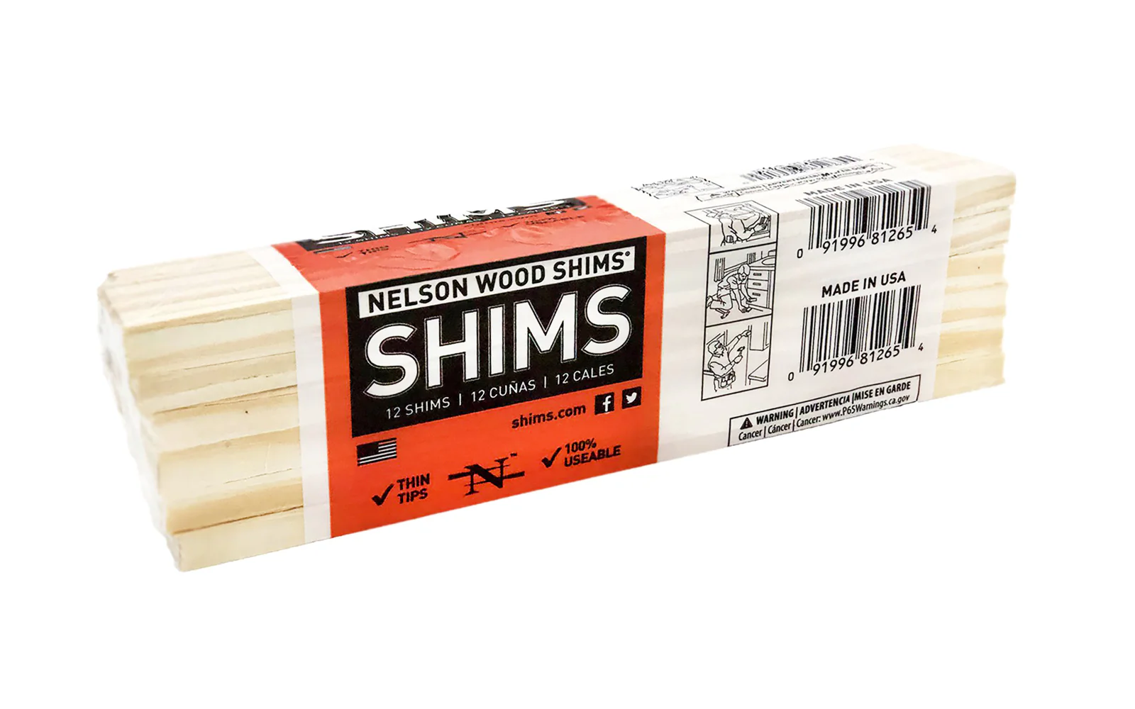 Nelson Wood Shims - 8" Long ~ 12 Pack Bundle - Image 2