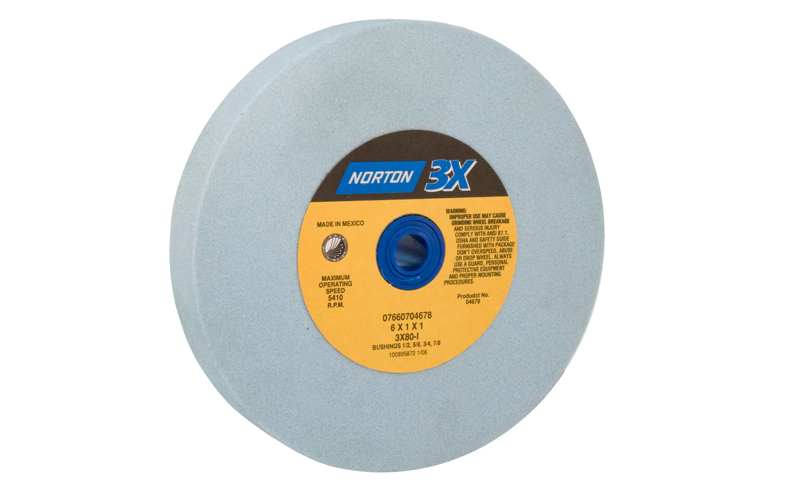 Norton 6" Bench Grinding Wheel, Ceramic Alumina ~ 1" Thick - 80 Grit