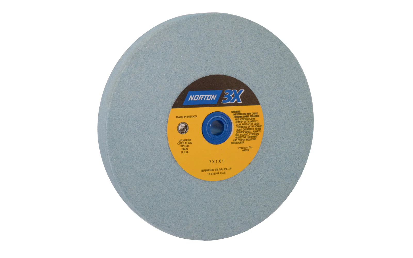 Norton 7" Bench Grinding Wheel, Ceramic Alumina ~ 1" Thick - 46 Grit