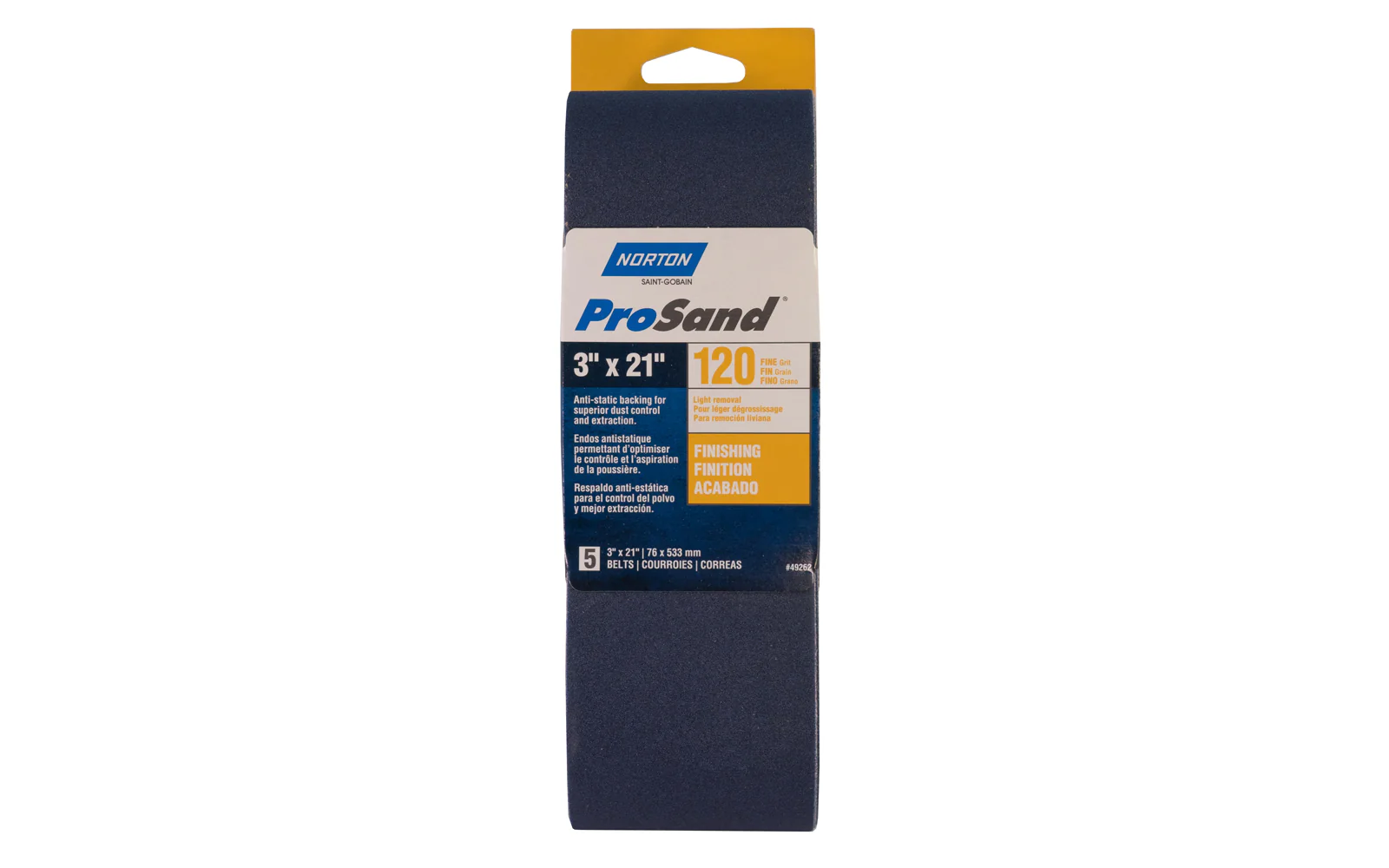 Norton "ProSand" 3" x 21" Sanding Belts - 120 Grit - 5 Pack