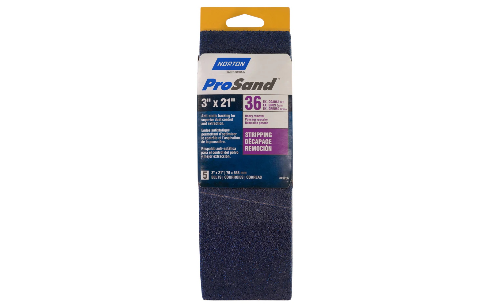 Norton "ProSand" 3" x 21" Sanding Belts - 36 Grit - 5 Pack
