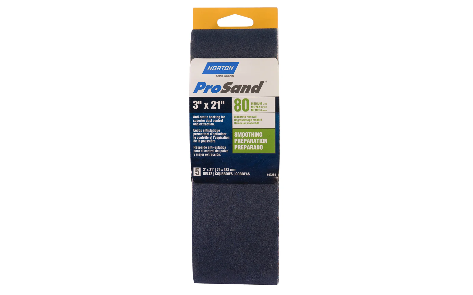 Norton "ProSand" 3" x 21" Sanding Belts - 80 Grit - 5 Pack