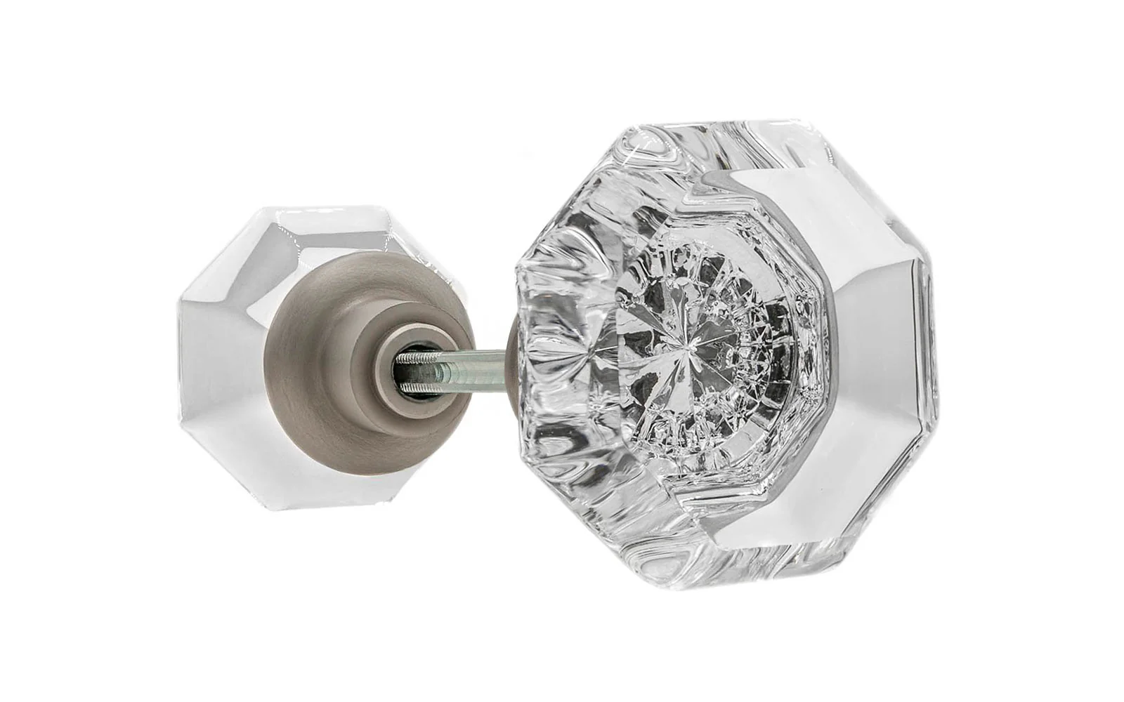 Pair of Octagonal Clear Glass Doorknobs - Image 11