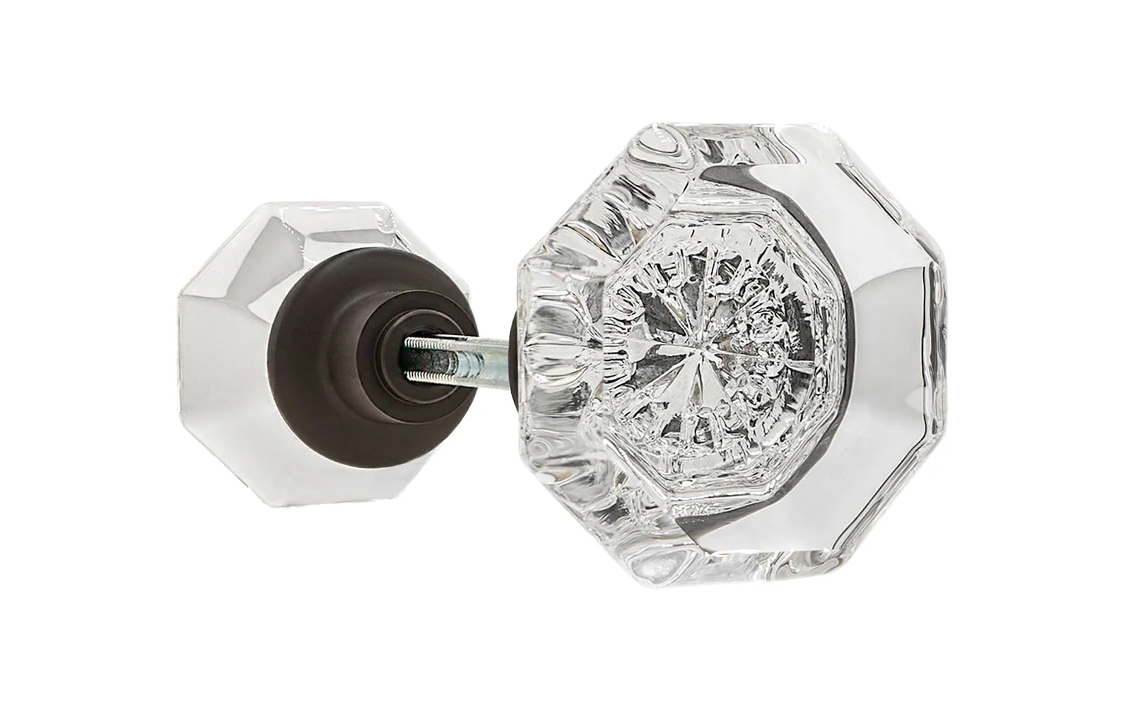 Pair of Octagonal Clear Glass Doorknobs - Image 5