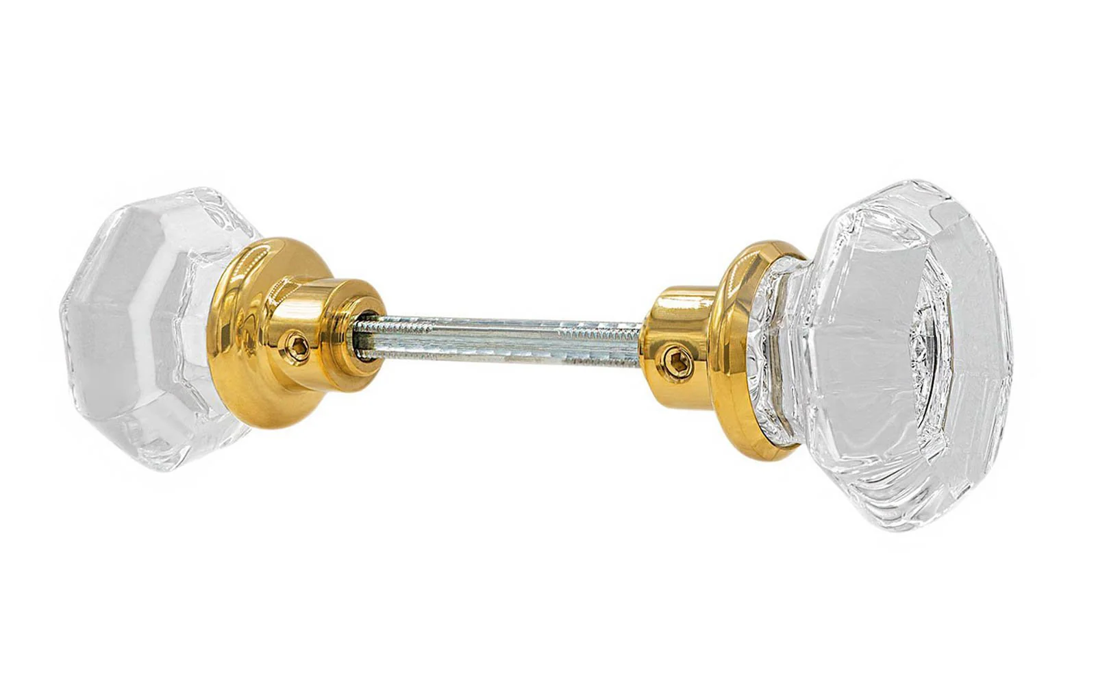 Pair of Octagonal Clear Glass Doorknobs - Image 6