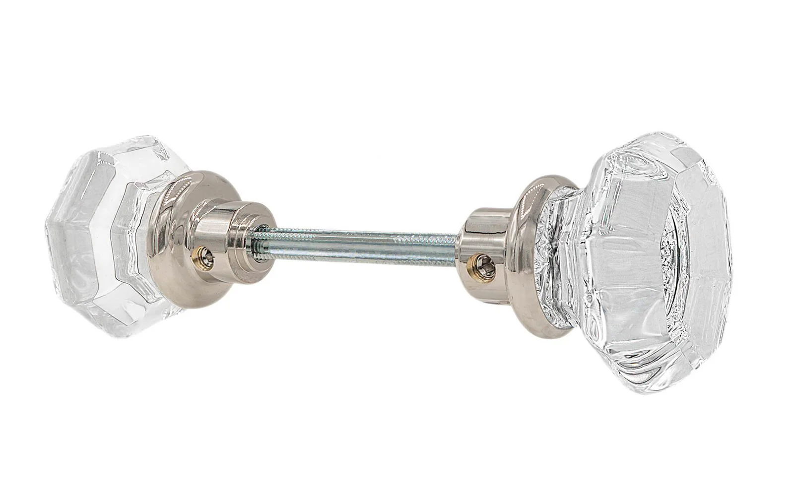 Pair of Octagonal Clear Glass Doorknobs - Image 7