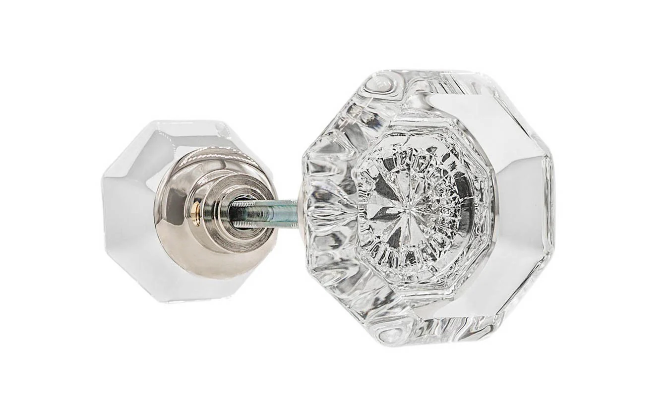 Pair of Octagonal Clear Glass Doorknobs - Image 8