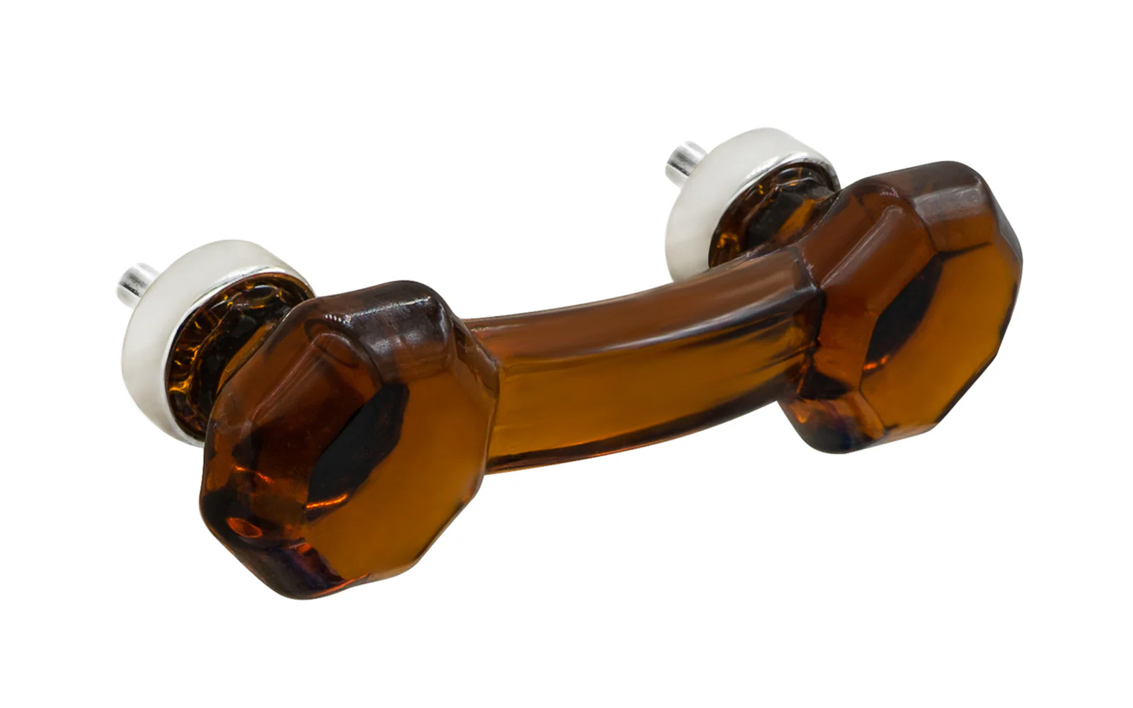 Octagonal "Amber" Glass Pull with Polished Nickel Finish - 3" On Centers