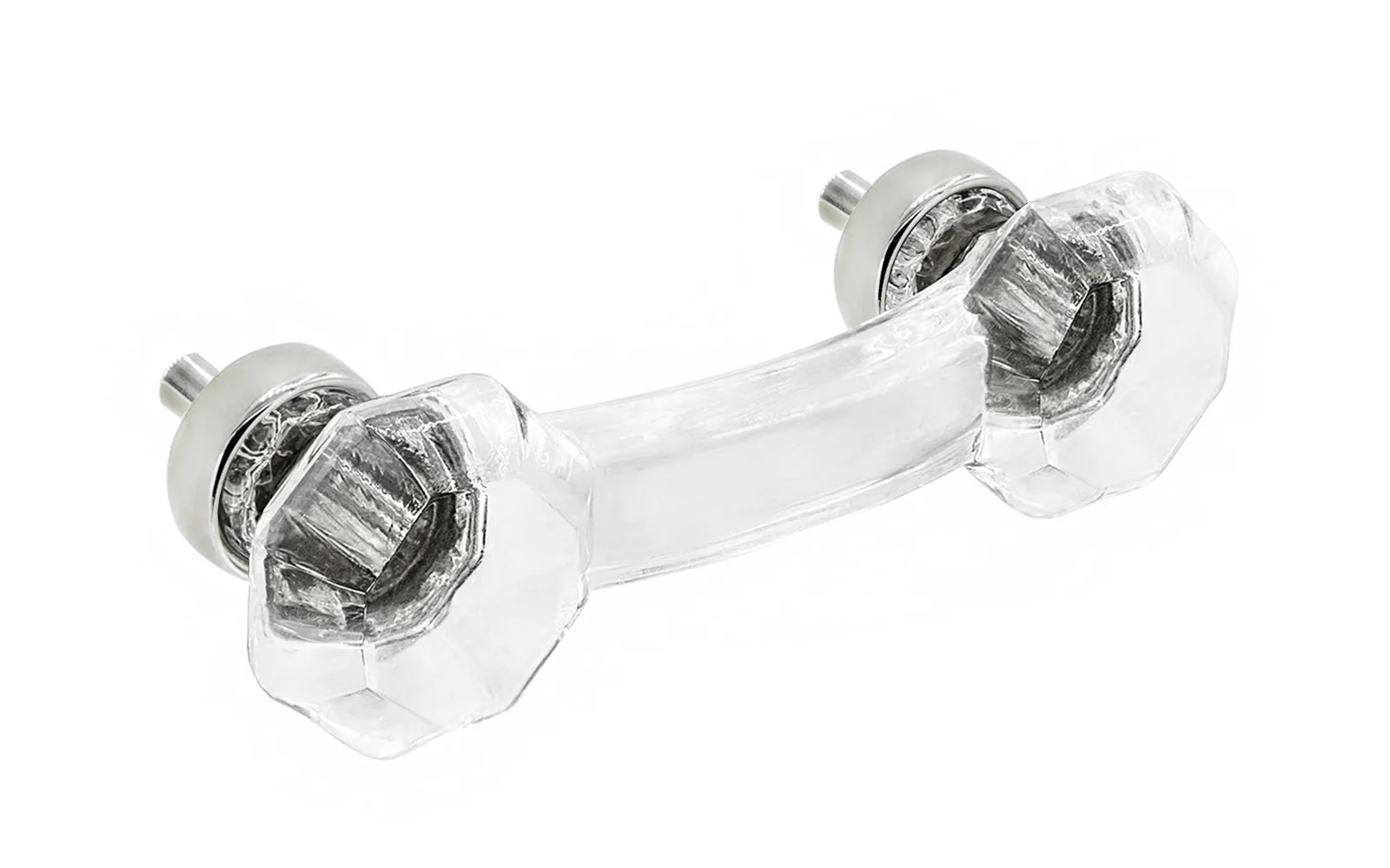 Octagonal Clear Glass Pull with Polished Nickel Finish - 3" On Centers