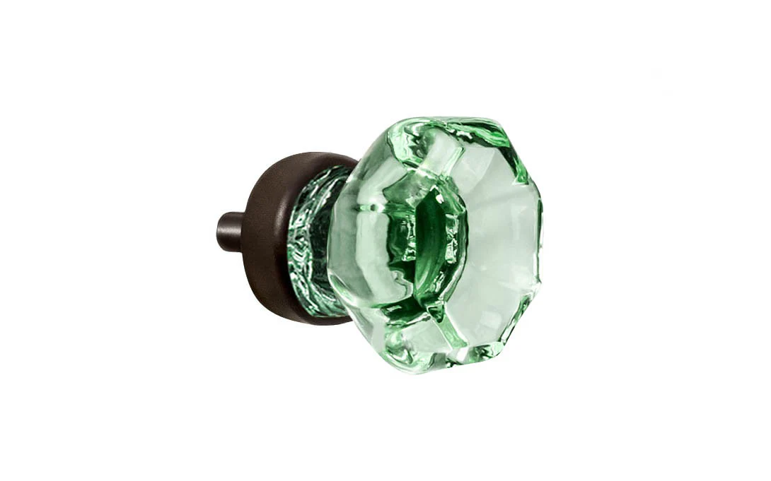 Octagonal "Depression Green" Glass Cabinet Knob with Oil Rubbed Bronze Finish - Image 2