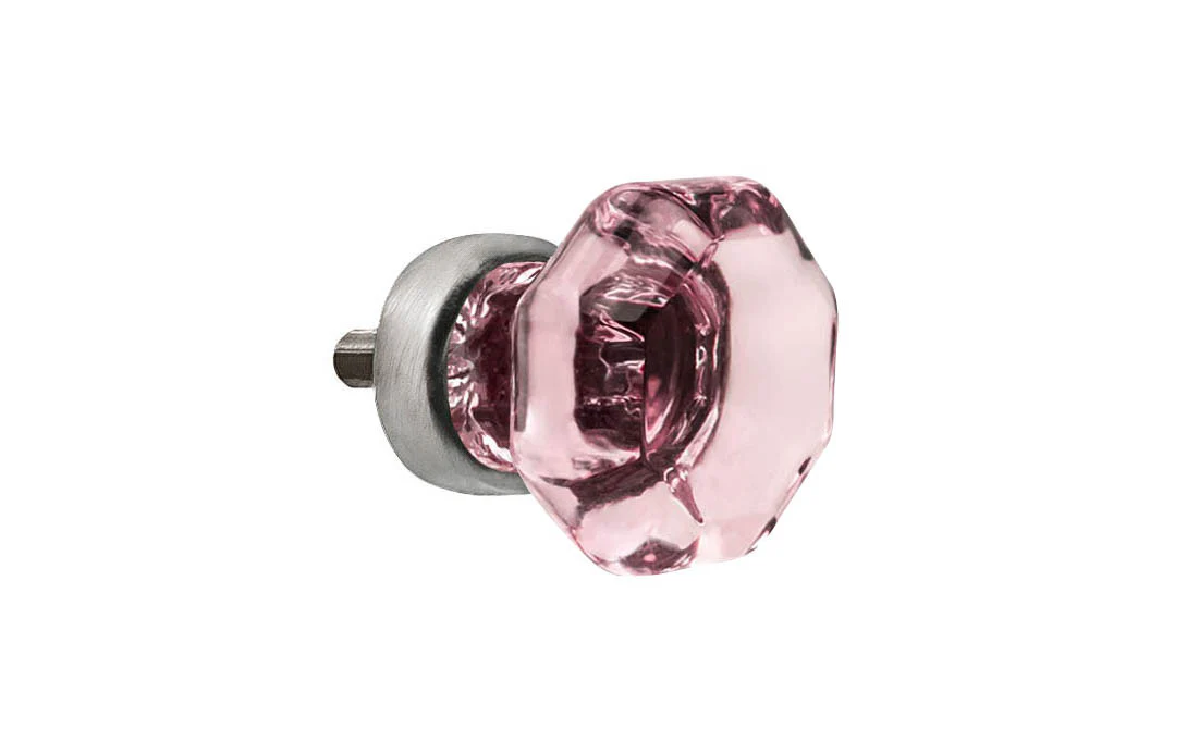 Octagonal "Purple Amethyst" Glass Cabinet Knob with Brushed Nickel Finish - Image 2