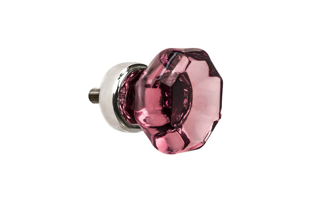 Octagonal "Purple Amethyst" Glass Cabinet Knob with Polished Nickel Finish - Image 2